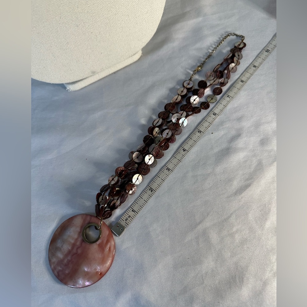 Pink Polished Abalone Shell Statements Necklace - image 3